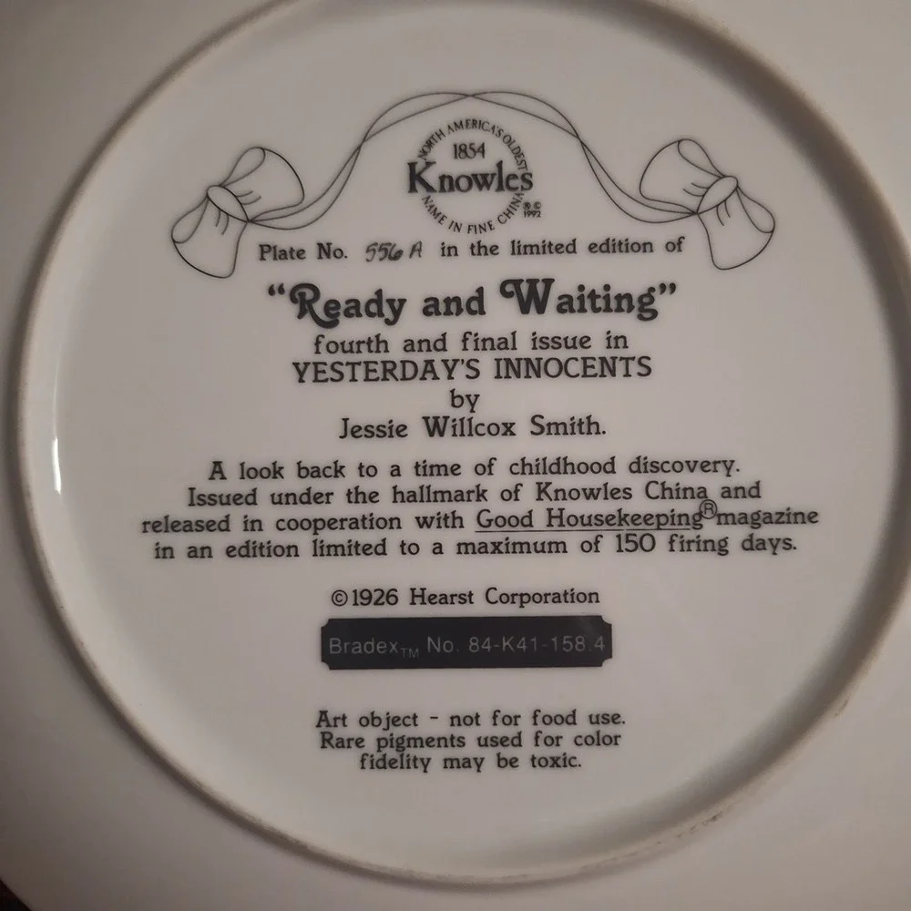 Knowles Jessie Willcox Smith Ready and Waiting Collector Plate 556A Vintage Art